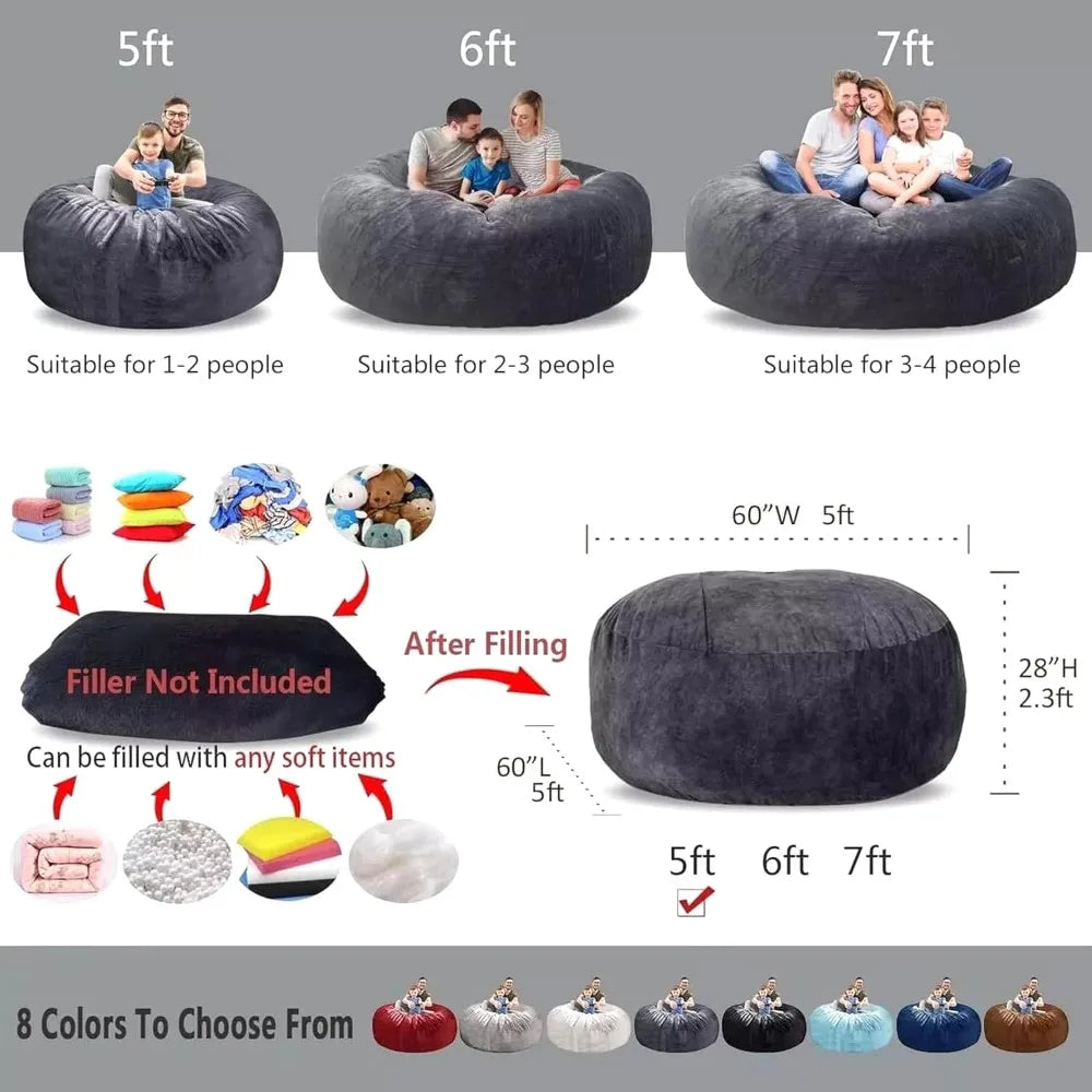 Giant Bean Bag Chair for Adults Cover 6FT